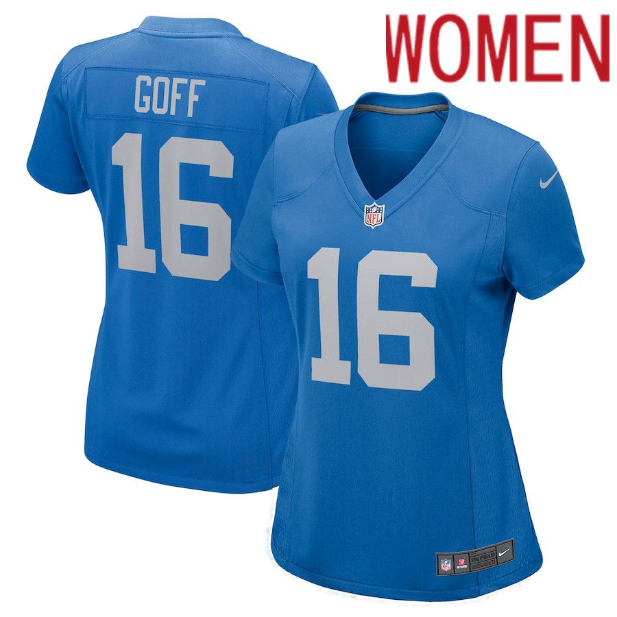 Women Detroit Lions #16 Jared Goff Nike Blue Game Player NFL Jersey